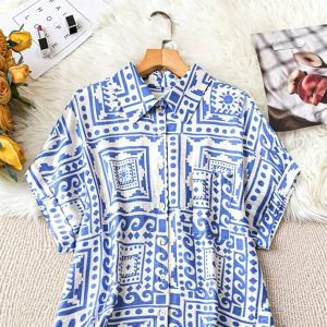 Women's Polyester Shirt with Pocket Half Sleeves