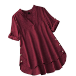 Women's Linen Blend Solid Regular Fit Tunic Top