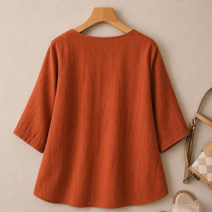 Maroon V Neck Embroidered Top for Women